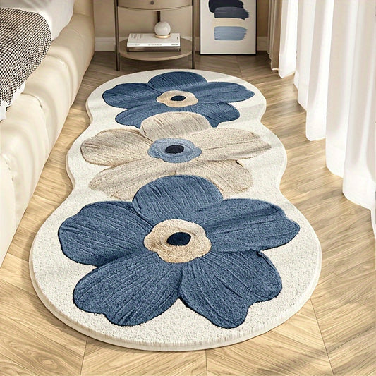 1000G Imitation Velvet Sheep 10mm Cute Transparent Flower Mat, Soft Fluffy Mat at the Bedside, Light Luxury Living Room Decorative Mat, Non-Slip Mat, Suitable for Corridors, Study Rooms and Cloakrooms.