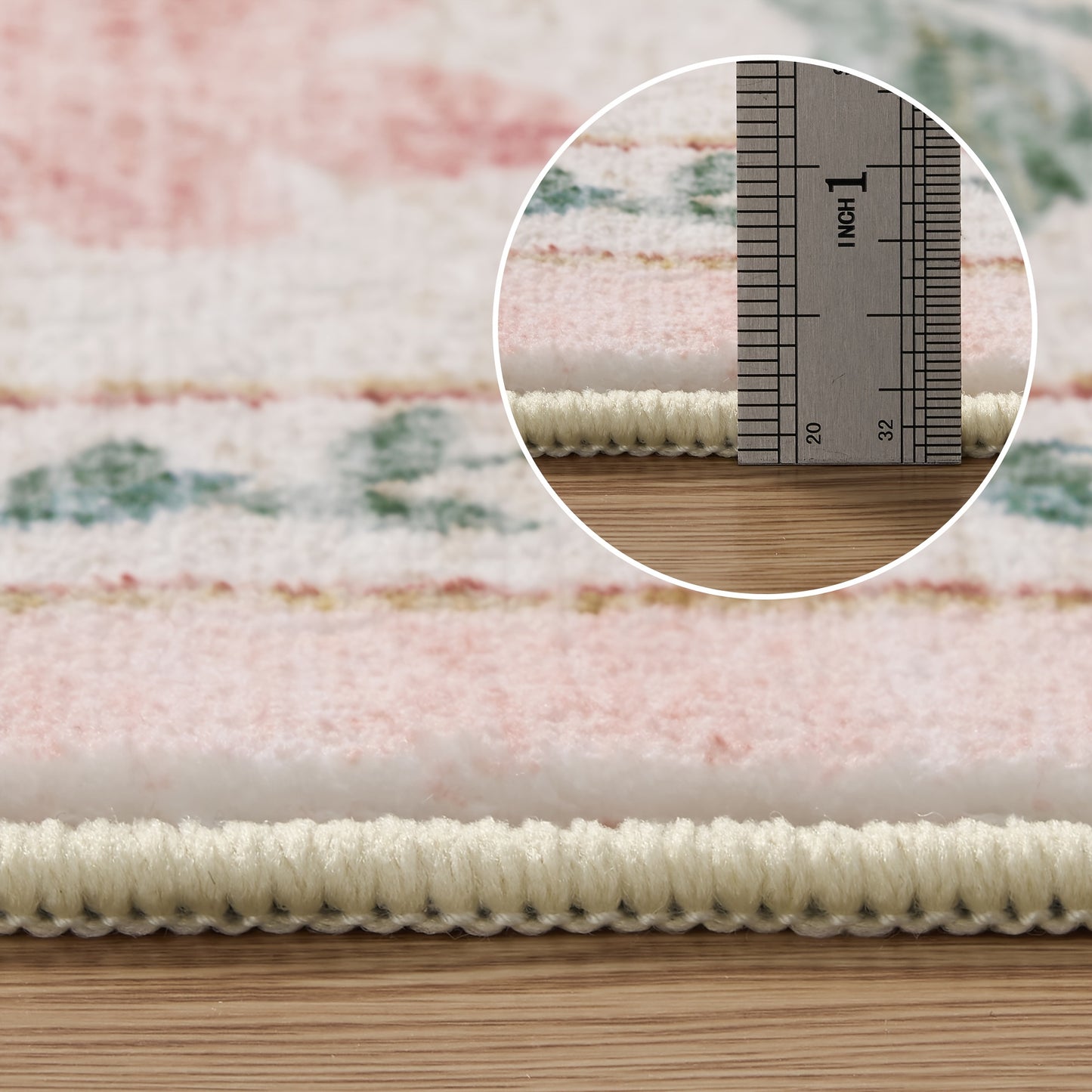 1pc Vintage Floral Mat - Non-Slip, Machine Washable Low Pile Runner for Kitchen, Living Room, Bedroom, Dining Room, Playroom - Boho Style 2x3 Entryway Mat, 2x6 Runner, 8x10 Large Area Indoor Mat - Kids & Pets Friendly In Beige, Green, Black & Pink