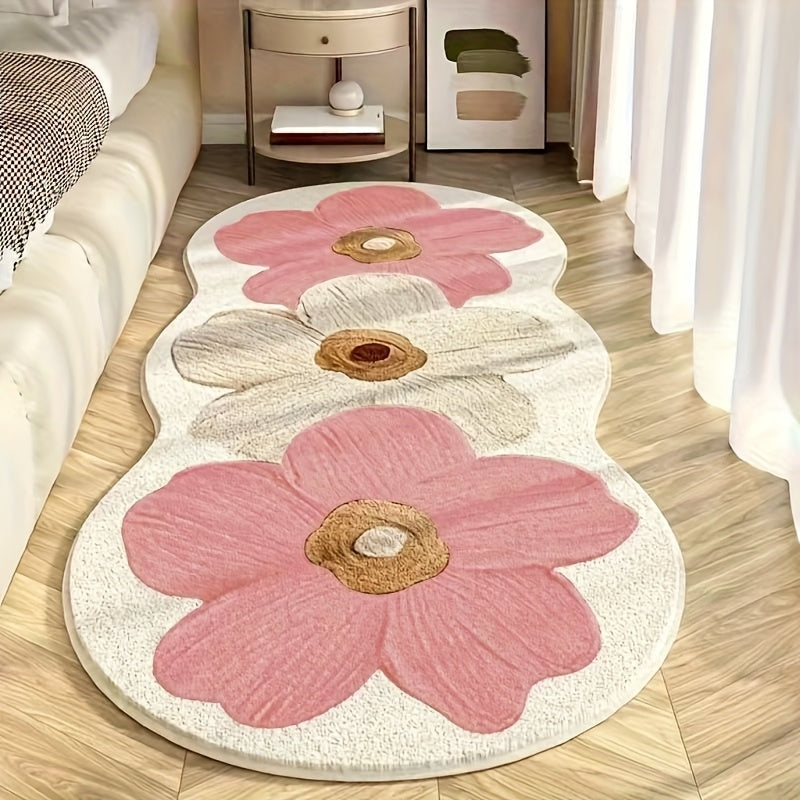 1000G Imitation Velvet Sheep 10mm Cute Transparent Flower Mat, Soft Fluffy Mat at the Bedside, Light Luxury Living Room Decorative Mat, Non-Slip Mat, Suitable for Corridors, Study Rooms and Cloakrooms.