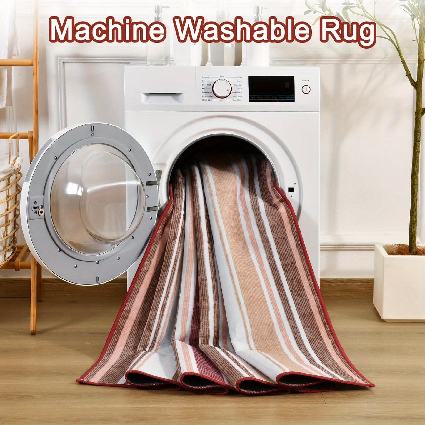 Area Mat, short pile striped vintage Mat, 5x8\u002F6×9 feet, red\u002Fgrey\u002Fblue\u002Fgreen, washable non-slip Mat, retro stripe print Mat, suitable for dining room, bedroom, wedding gift, home decor